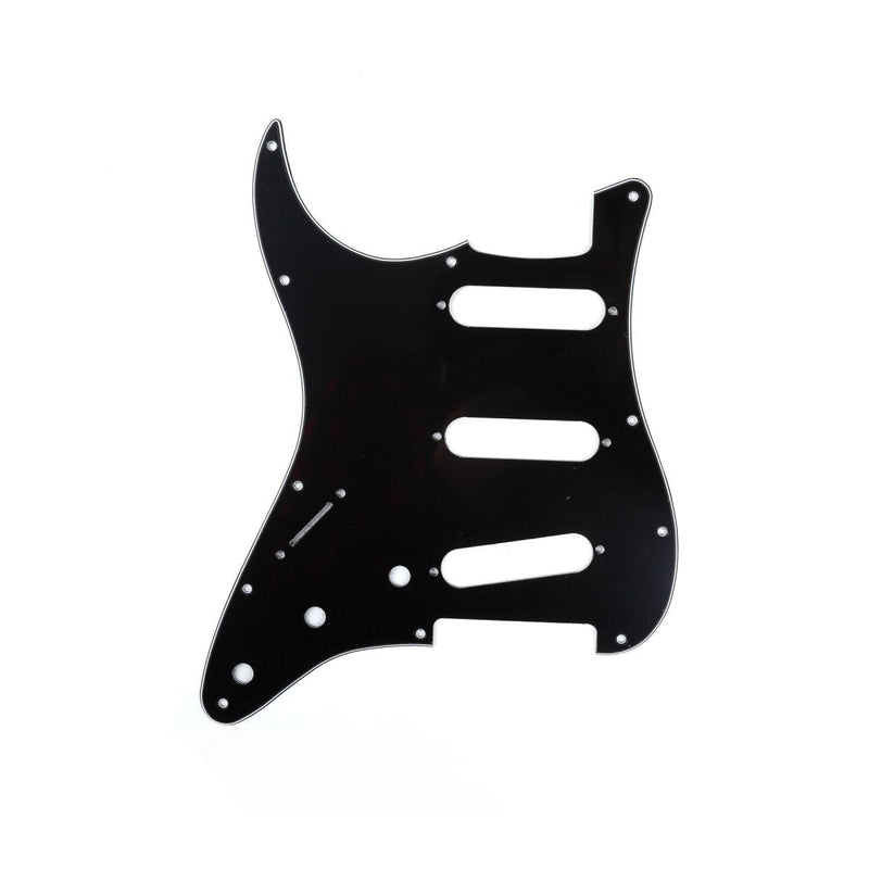 Musiclily 11 Hole Left Handed Strat Guitar Pickguard SSS Scratch Plate for USA/Mexican Fender Standard ST Stratocaster Standard Guitar Replacement, Glossy Black 3 Ply 3Ply Glossy Black