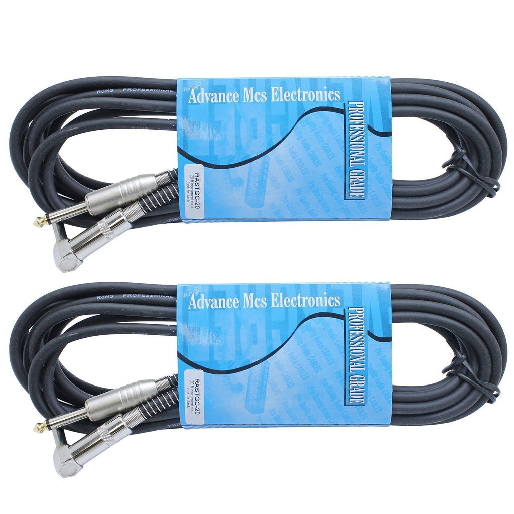 [AUSTRALIA] - 2 Pack Mcsproaudio 20ft Guitar Cable with 1/4 Metal Connectors Right Angle to Straight 