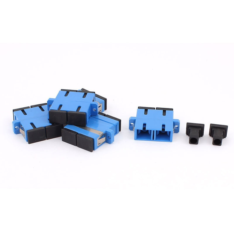 uxcell 5 Pcs SC-SC UPC for Duplex Singlemode Couplers Flange Optical Fiber Adapter for Server Rack, Patch Panel Blue