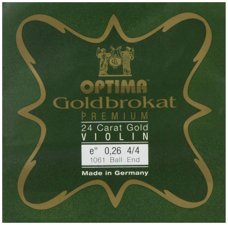 OPTIMA Goldbrokat 24K GOLD Premium Violin E1 0.26 Ball End 4/4