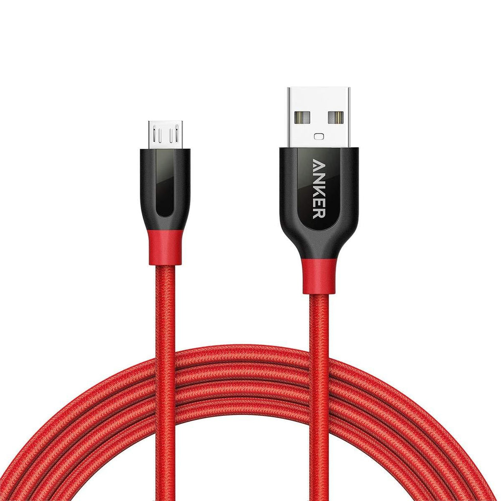 Anker Powerline+ Micro USB (6ft) The Premium Durable Cable [Double Braided Nylon] for Samsung, Nexus, LG, Motorola, Android Smartphones and More (Red) 6ft Red