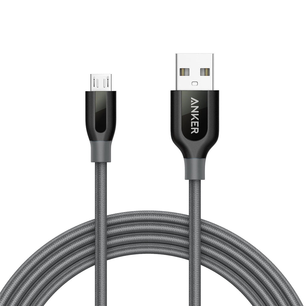 Anker Powerline+ Micro USB (6ft) The Premium Durable Cable [Double Braided Nylon] for Samsung, Nexus, LG, Motorola, Android Smartphones and More (Gray) 6ft Gray