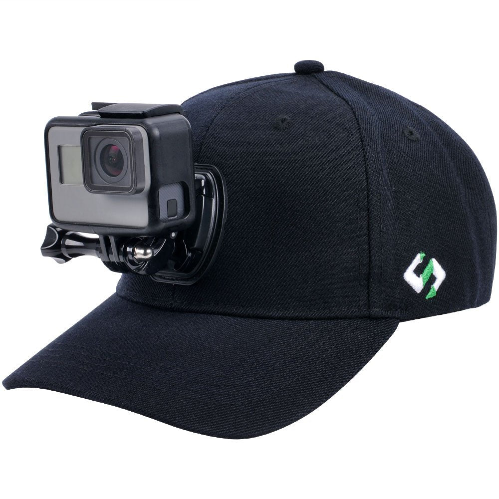 Smatree Baseball Hat with Quick Release Buckle Mount Compatible for GoPro 5 Session Hero 10/9/8/7/6/5/4/3 Plus/3/2/1/DJI OSMO Action Cameras (L 58-60cm) Black