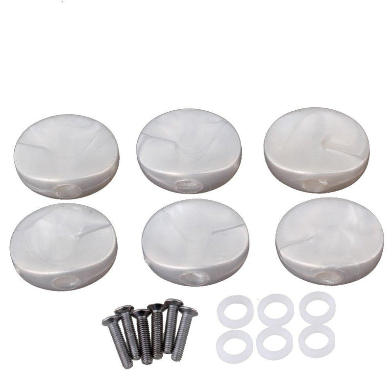 BQLZR Guitar White Plastic Tuner Machine Head Buttons With Screws and Washers for Electric Guitar Pack of 6