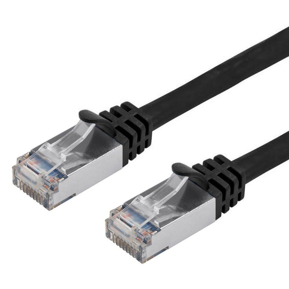 Buhbo 1 ft CAT7 Shielded RJ45 Ethernet Network Snagless Cable 10Gbps 600 MHz, Black