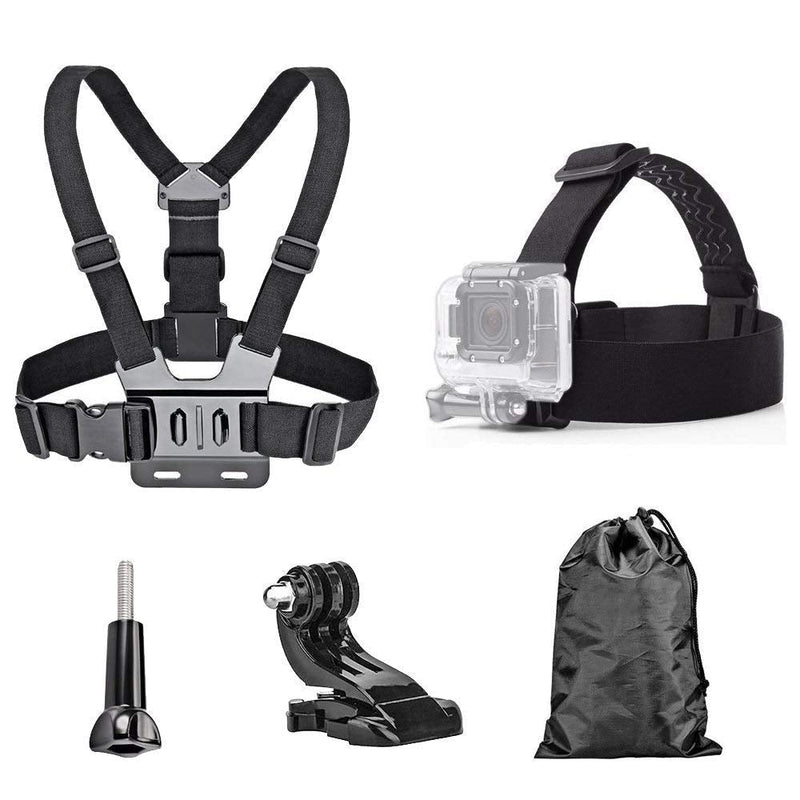 TEKCAM Action Camera Head Strap Chest Harness Belt Mount with Carrying Pouch Compatible with Gopro Hero 10/9/8 7 6/AKASO EK7000 Brave 4 V50X Native/Vemont/Dragon Touch/CAMWORLD 4K Action Camera