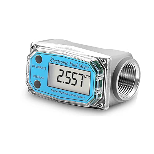 Turbine Flow Meter Electronic 1" 1 inch 10-100L/Min Oil Flowmeter Kerosene Gas Methanol Diesel Fuel Flow Digital Meter Oval Gear Gauge LCD BSPT/NPT with Battery