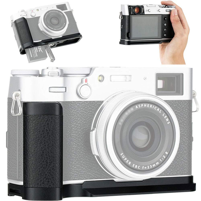 JJC Dedicated Metal Hand Grip L Bracket Anti-Slid Holder for Fujifilm Fuji X100V X100F Camera, Arca Swiss Type Quick Release Tripod Plate Design w/Battery Compartment Opening For Fujifilm X100V X100F