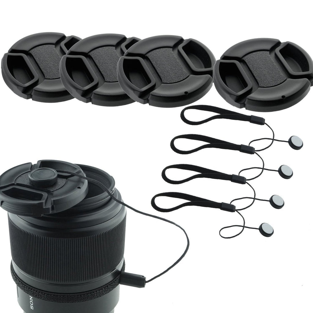 Honbay Lens Cap Bundle,Honbay 4 Snap-on Lens Covers for DSLR Cameras Including Nikon, Canon, Sony - Lens Cap Keepers Included