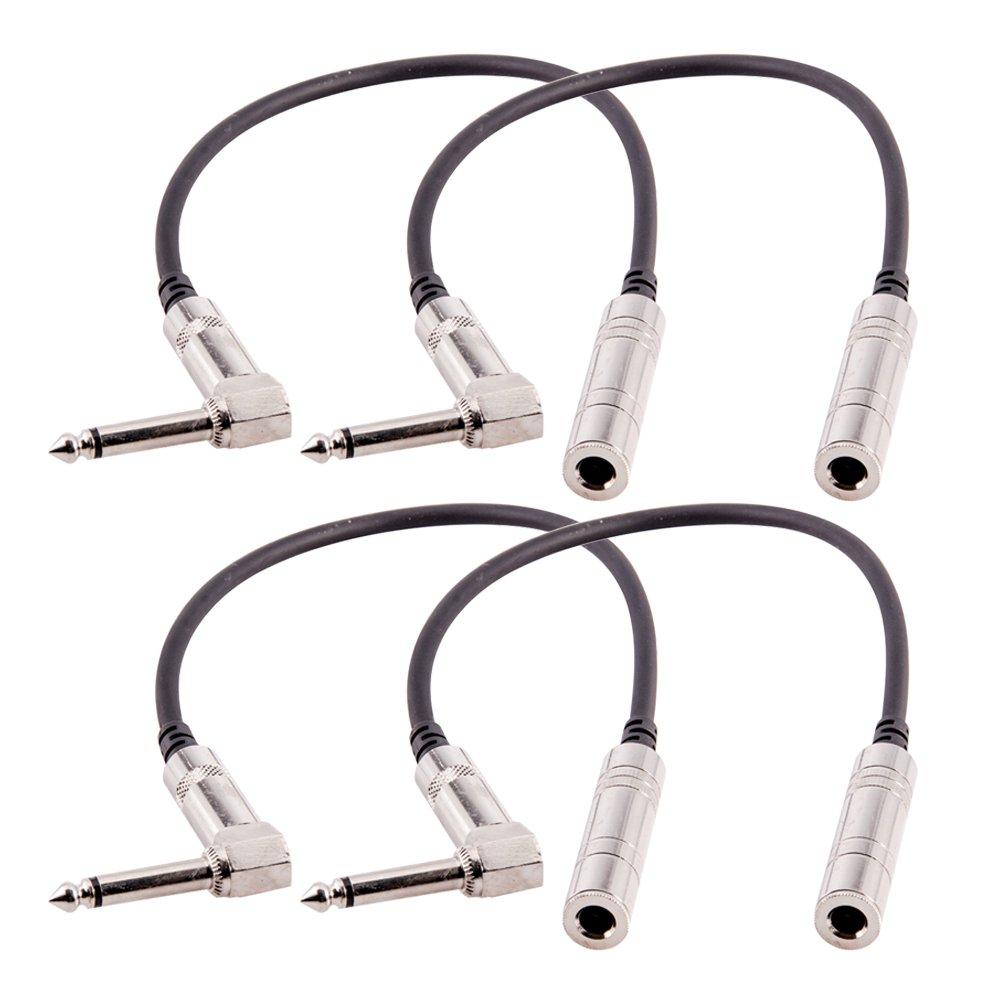 [AUSTRALIA] - Seismic Audio - SA-QFSMR1-4Pack - 4 Pack of 1 Foot Mono 1/4 Inch Female to Right Angle Male Audio Extension Cables - Mono Interconnect Cable Cords 