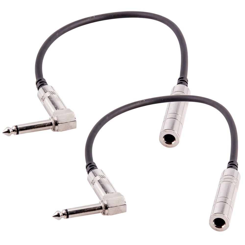 [AUSTRALIA] - Seismic Audio - SA-QFSMR1-2Pack - 2 Pack of 1 Foot Mono 1/4 Inch Female to Right Angle Male Audio Extension Cables - Mono Interconnect Cable 