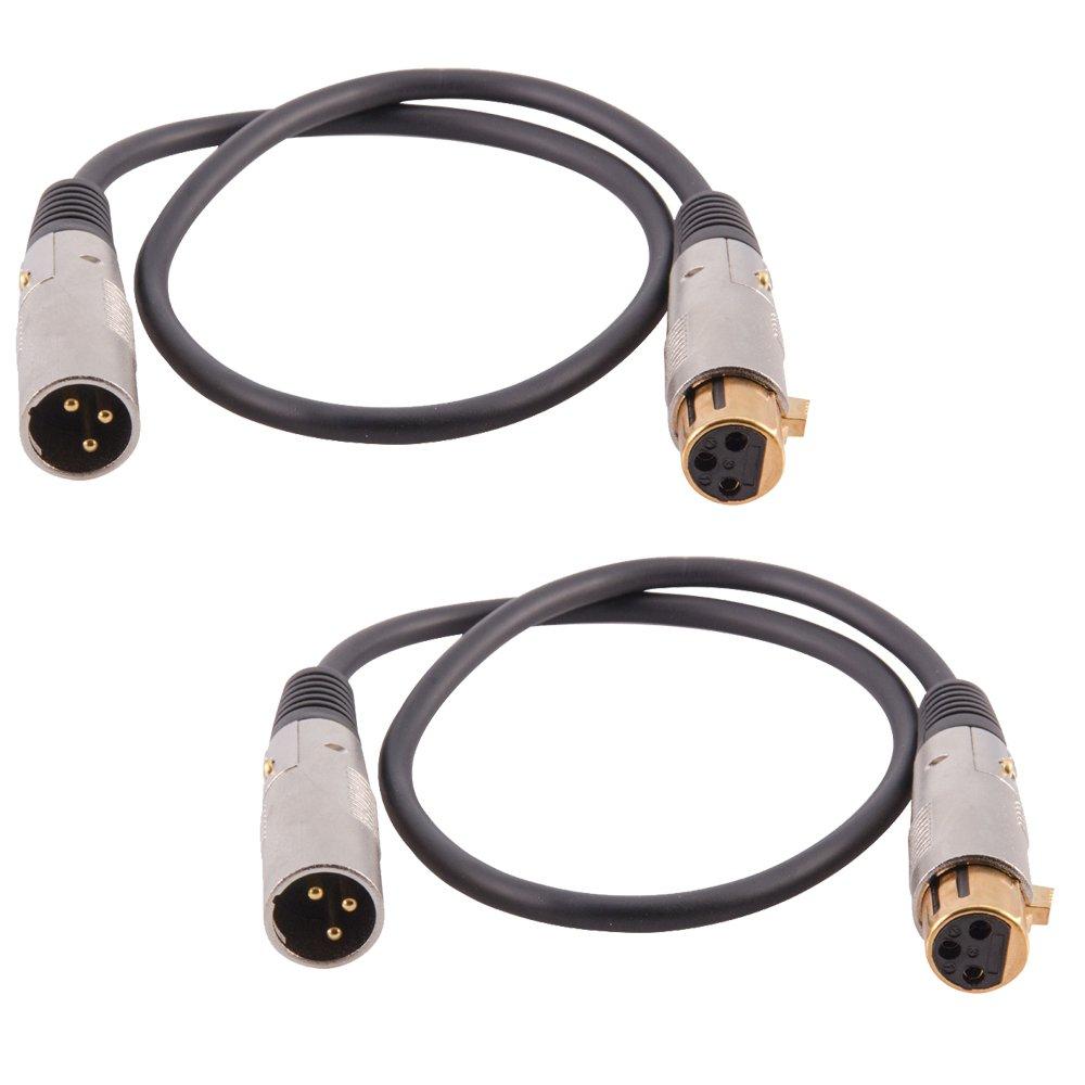 [AUSTRALIA] - Seismic Audio - SA-PXLR2BK-2Pack - Pair of Premium 2 Foot XLR Male to XLR Female Extension Patch Cables - XLRM to XLRF Patch Mic Cords 