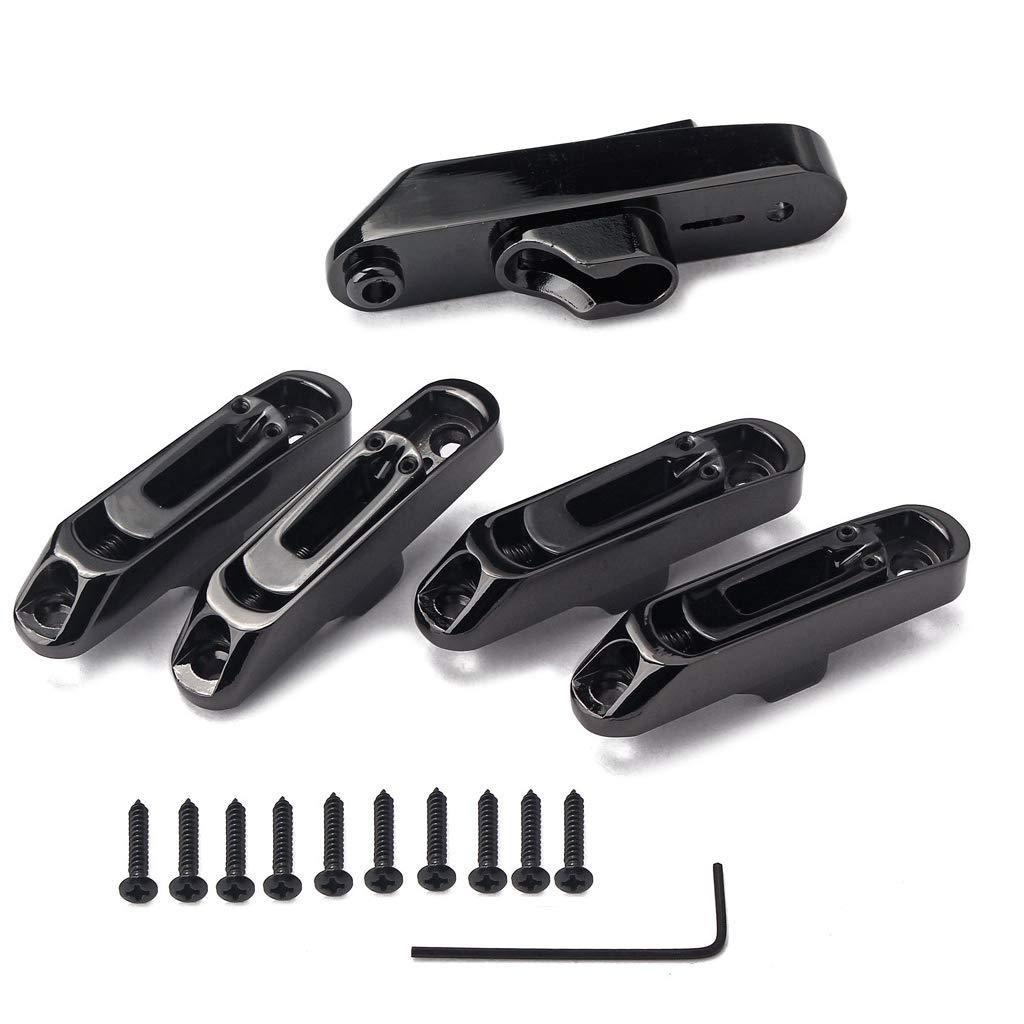 JD Moon 4 or 5 String Bridge Saddles Heavy Duty Individual Bass Bridge Tailpiece (Black) Black