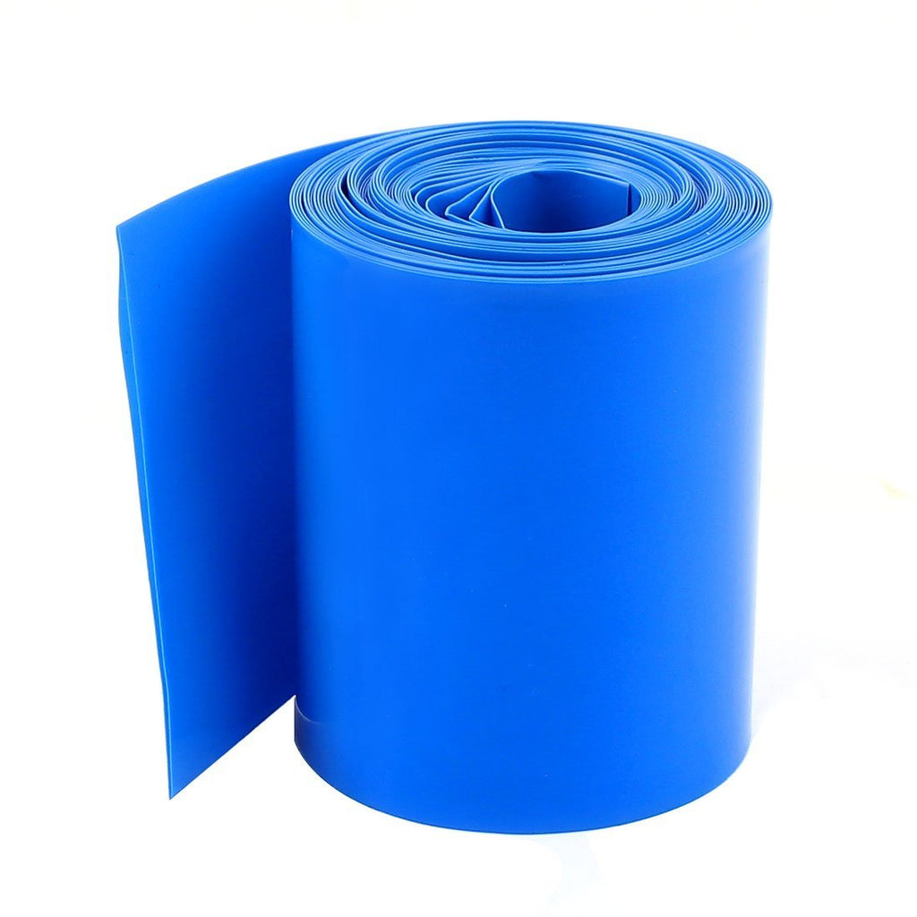 uxcell 5M 16Ft Long 64mm Width Blue PVC Heat Shrinkable Tubing Shrinking Sleeve Cover Wrap for AA Battery Pack