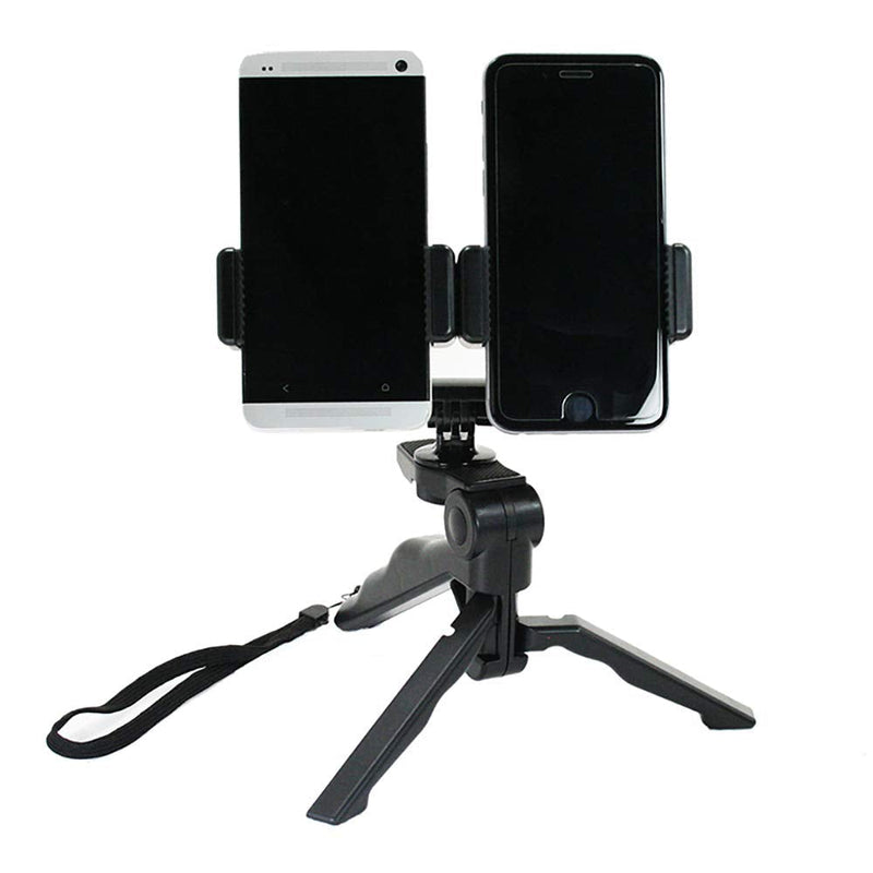Livestream Gear - Dual Device Tripod Setup with Hand Grip Option for Live Streaming, Video Recording, Etc. (2 Device Tripod)