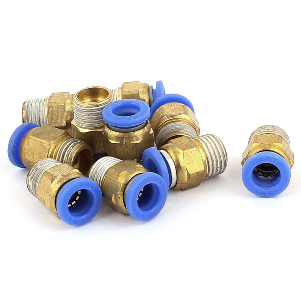 Uxcell a15112100ux0087 NPT 1/4" Male Thread to 5/16" Dia Tube SPush in Connect Fitting 10 Pcs (Pack of 10)