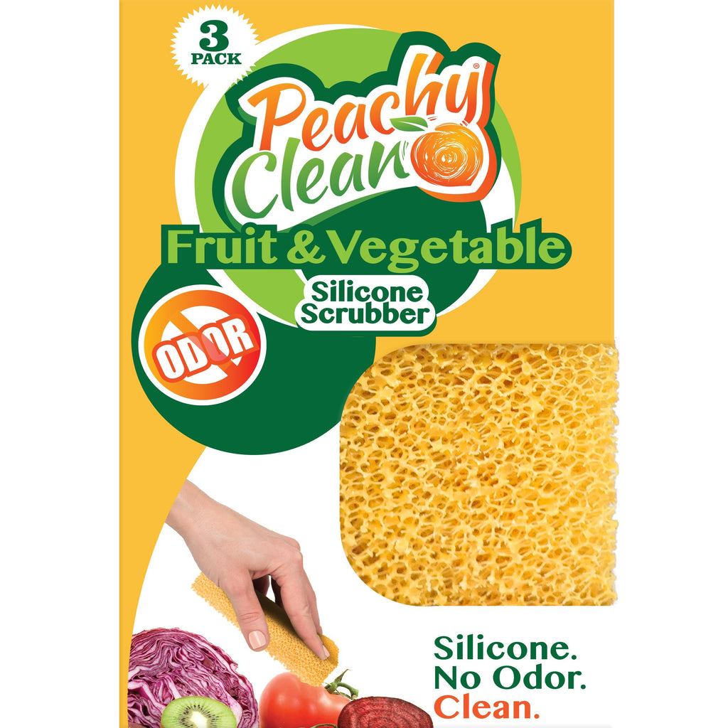 Peachy Clean Silicone Scrubber (Qty 3) - Fruit & Vegetable Scrubber