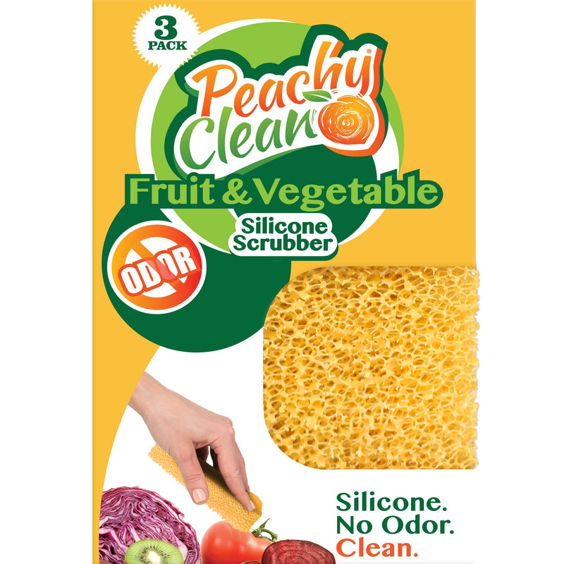 Peachy Clean Silicone Scrubber (Qty 3) - Fruit & Vegetable Scrubber