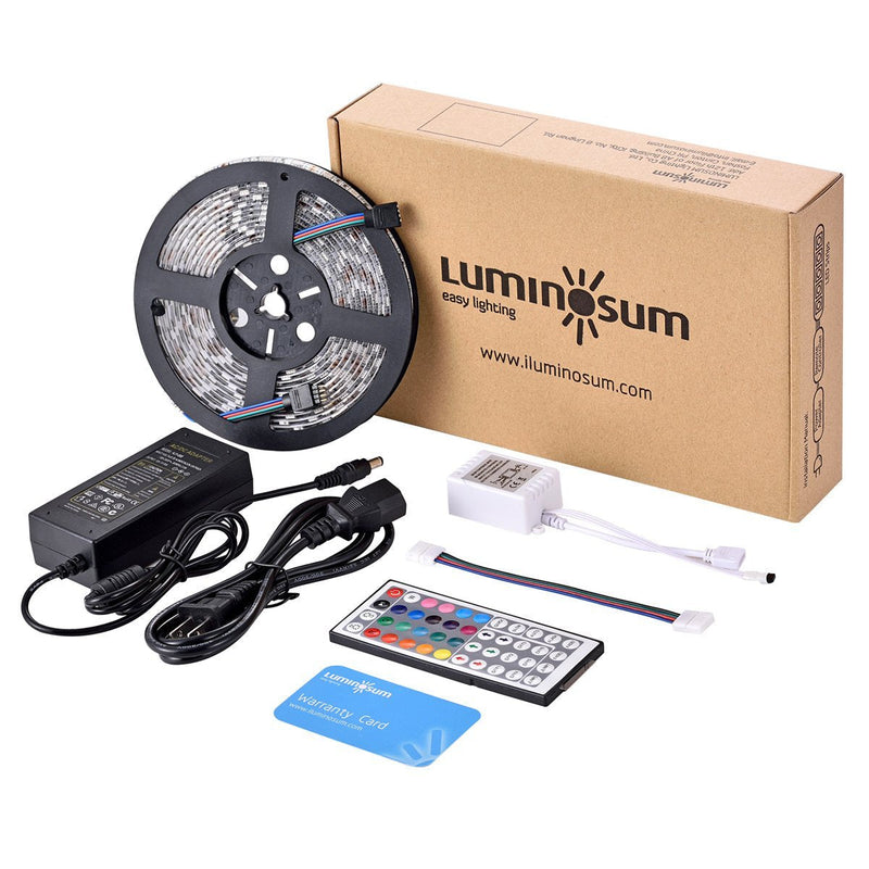 [AUSTRALIA] - LUMINOSUM LED Strip Lights RGB Kit, 16.4 Foot 300LEDs SMD5050 Waterproof, with 44-Key IR Controller and DC12V 5A Power Adapter and 1 Connector for Home Décor 