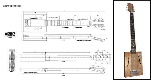 Plan of a 6-string Acoustic Cigar Box Guitar - Full Scale Print