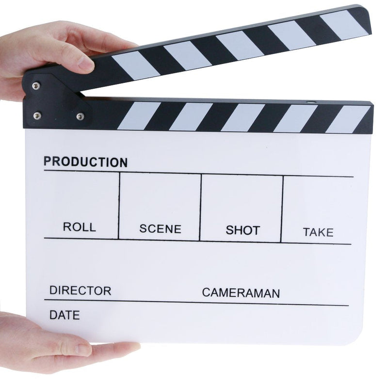 Hilitchi Acrylic Clapper Board Wooden Film Movie Clapboard Cut Action Scene Clapper Board Plastic Slate 25x30cm/10x12"