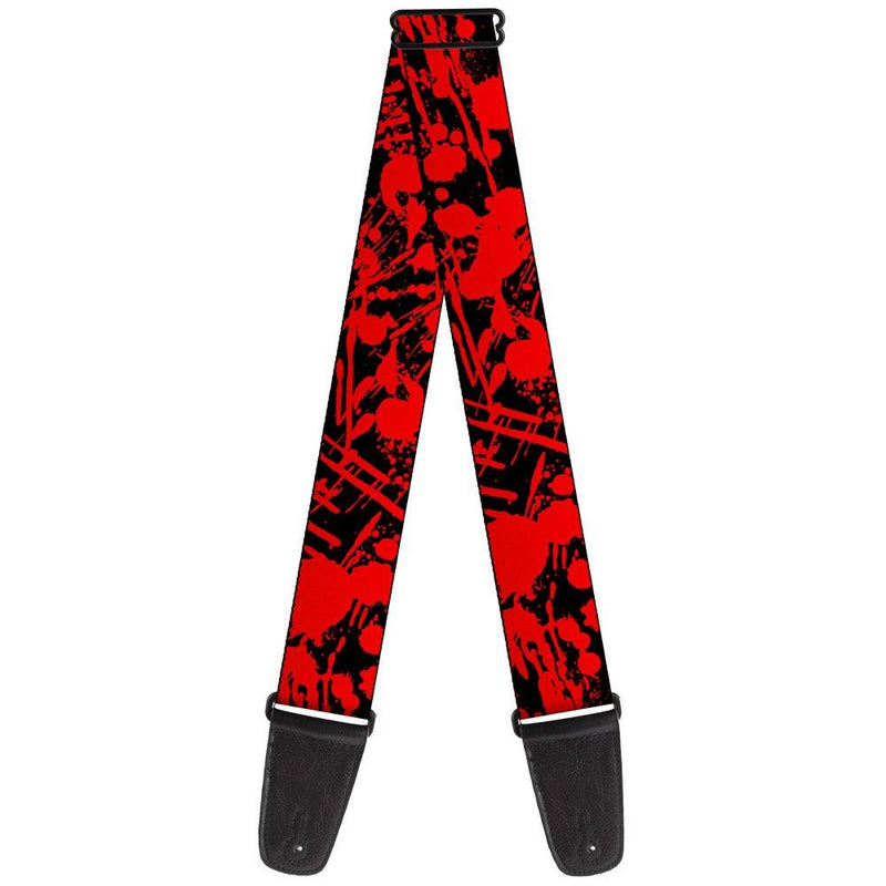 Buckle-Down Guitar Strap Splatter Black Red 2 Inches Wide