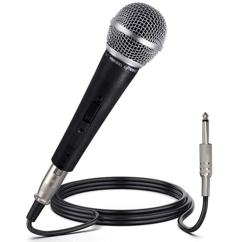 Pyle Professional Dynamic Vocal Microphone - Moving Coil Dynamic Cardioid Unidirectional Handheld Microphone with ON/OFF Switch Includes 15ft XLR Audio Cable to 1/4'' Audio Connection - PDMIC59