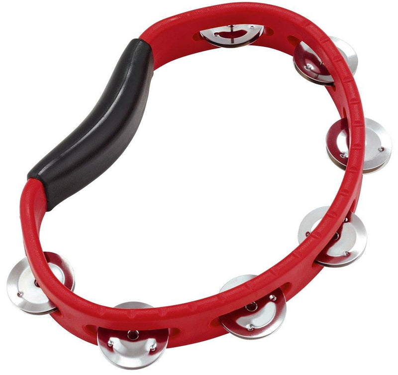 Meinl Percussion Hand Held Tambourine with Stainless Steel Jingles, Single Row-NOT MADE IN CHINA-Red, Guiro Playing Surface, 2-YEAR WARRANTY, (HTR) Red