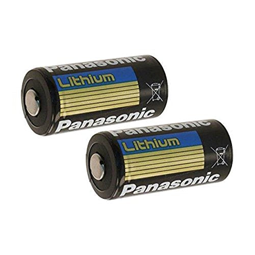 Panasonic BAT002 x 2 CR123A Lithium 3V Photo Lithium Batteries, 0.67" Dia x 1.36" H (17.0 mm x 34.5 mm), Black, Gold, Blue (Pack of 2)