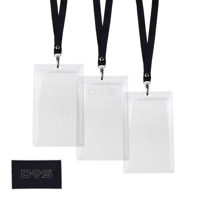 Neck Lanyards (3 Pack) with Large Passport Holder (6 x 4 inch) - Passports, ID Bagdes, Plane Tickets, Driver's License, Credit Card, Cash, etc. - for Travel use 3 Pieces (Lanyard + Holder) Black