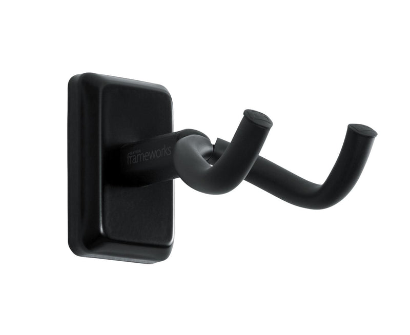 Gator Frameworks Wall Mounted Guitar Hanger with Black Mounting Plate; Fits Both Acoustic and Electric Guitars (GFW-GTR-HNGRBLK)