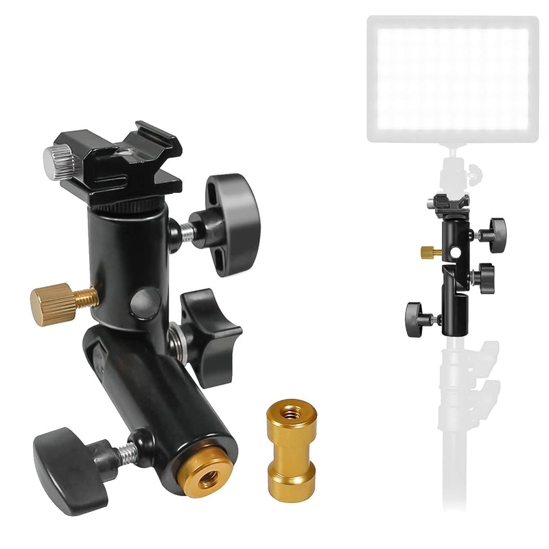 LimoStudio Flash Shoe Mount Bracket Adapter with Swivel Head, Light Stand Tripod Mount with Umbrella Reflector Holder and Female Screw Thread Brass Stud, AGG1811