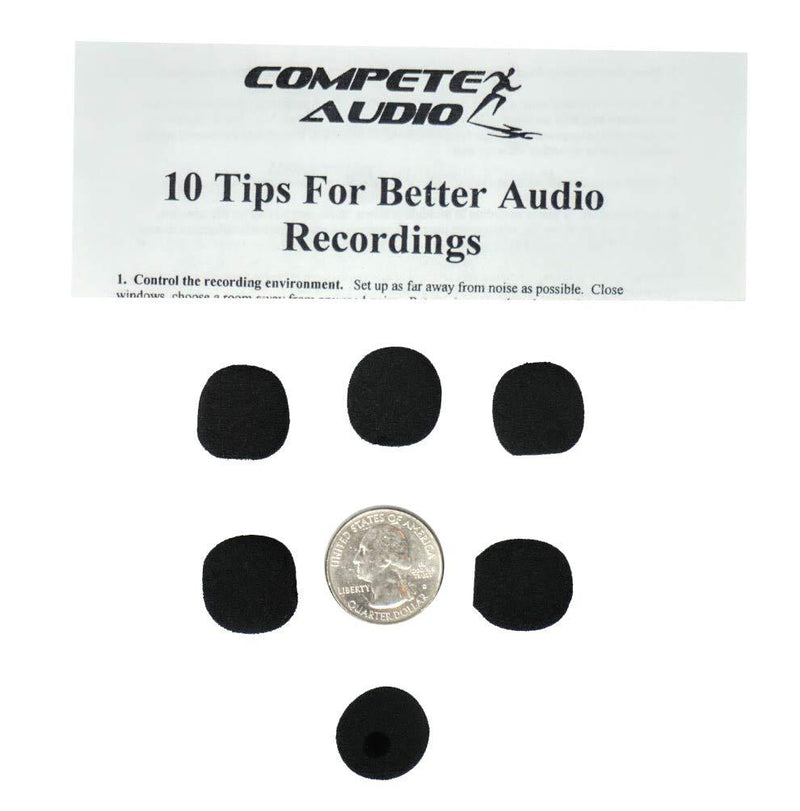 Compete Audio CA515 Round Ball Microphone Windscreens (Microphone Covers) Small! 6-pack for Lapel Microphones