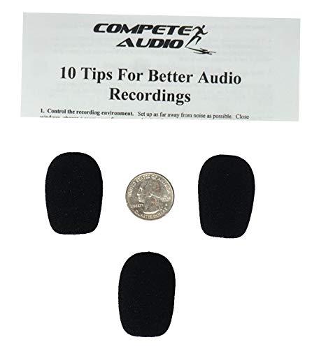 [AUSTRALIA] - Compete Audio CA132 Larger Foam Microphone Windscreens (Microphone Covers) 3-Pack Desktop/Headset Fitness Instructor/Gamer Pack Black 