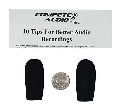Compete Audio CA945 foam microphone windscreens (microphone covers) (2-pack) for use mini-shotgun mics, larger headsets and desktop microphones