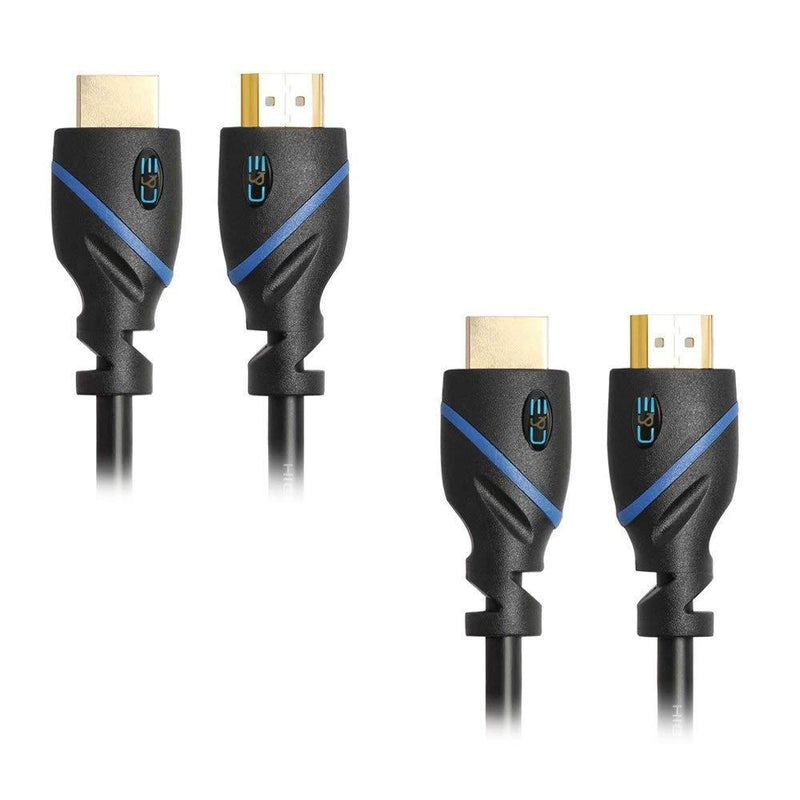 C&E High Speed HDMI Cable with Ethernet Black, (1.5 Feet/0.4 Meters), Supports 4K, 3D and Audio Return (2 Pack) 1.5ft 2 Pack HDMI Male-Male