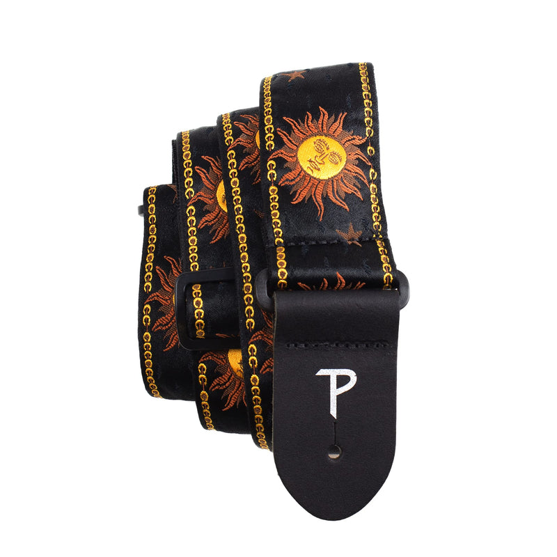 Perri’s Leathers Ltd- Guitar Strap- Nylon- Jacquard- Hello Sunshine- Adjustable- for Acoustic/Bass/Electric Guitars(TWS-7008) Black