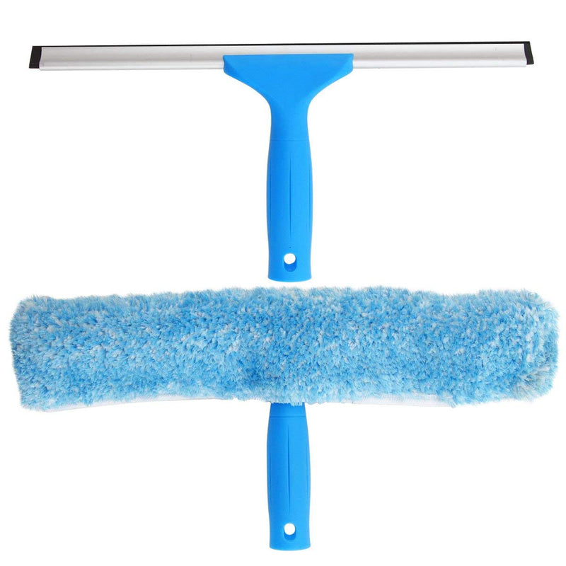MR.SIGA Professional Window Cleaning Combo - Squeegee & Microfiber Window Scrubber, 14" 14-inch