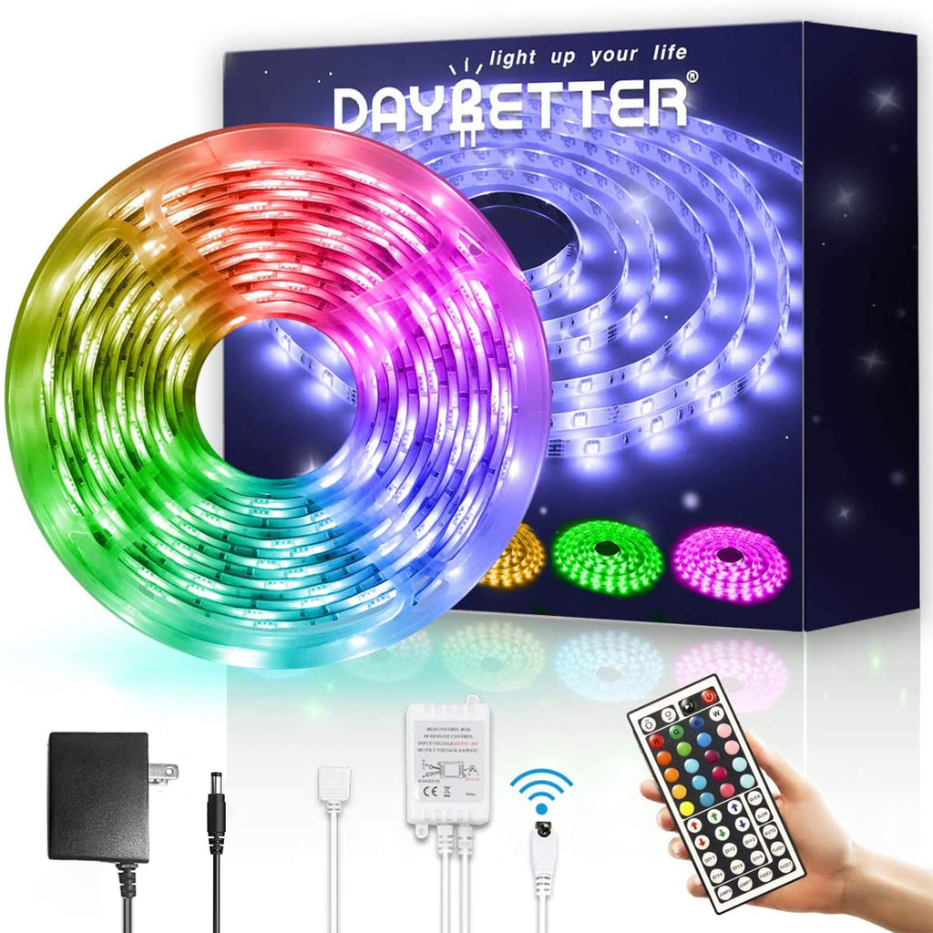 Daybetter Led Strip Lights Kit RGB 16.4ft with Remote Controller for Party Home Decoration Kicthen Bedroom 16.4 ft