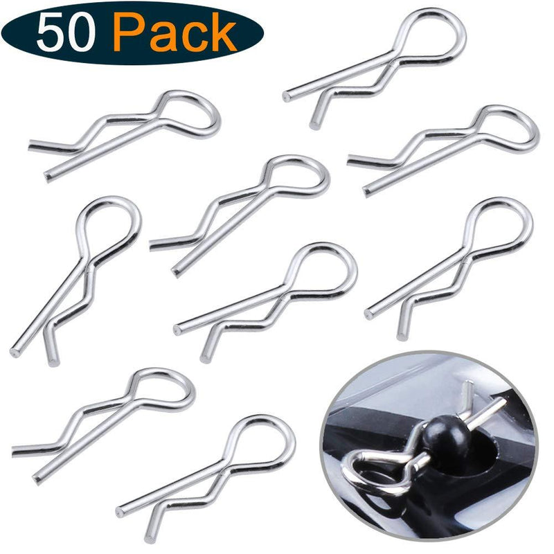 Hobbypark RC Car Body Clips Bent Springy R Pins for 1/5th 1/8th Scale Traxxas 1/10 Truck Rally Buggy Baja Shell Replacement Parts (50-Pack)