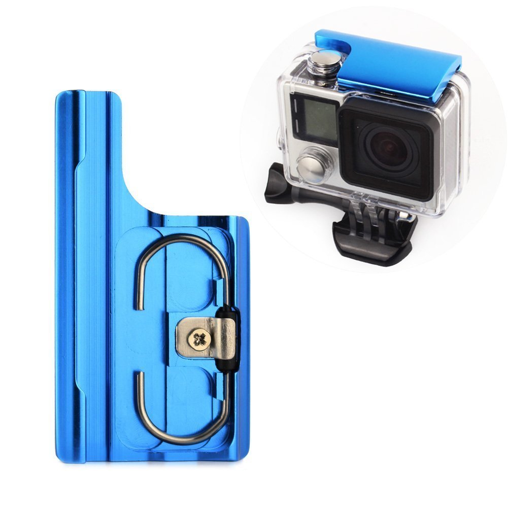 SOONSUN Aluminum Replacement Latch Rear Snap Lock Buckle for GoPro Hero 4 Hero 3+ Hero4 Camera Standard Waterproof Skeleton Housing (Blue) Blue
