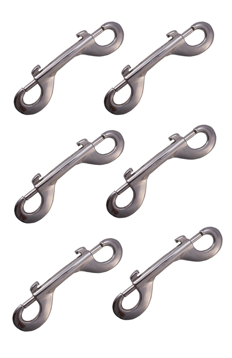 Derby Originals Set of 6 Heavy Duty Nickel Plated 4” Double Ended Bolt Snaps - Designed for Agricultural, Equine, Home, & Garage Use