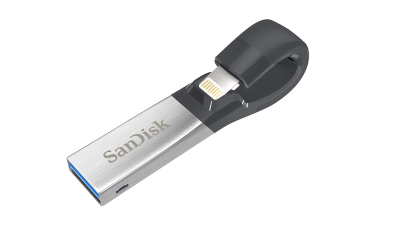 SanDisk iXpand Flash Drive 128GB for iPhone and iPad, Black/Silver, (SDIX30C-128G-GN6NE)