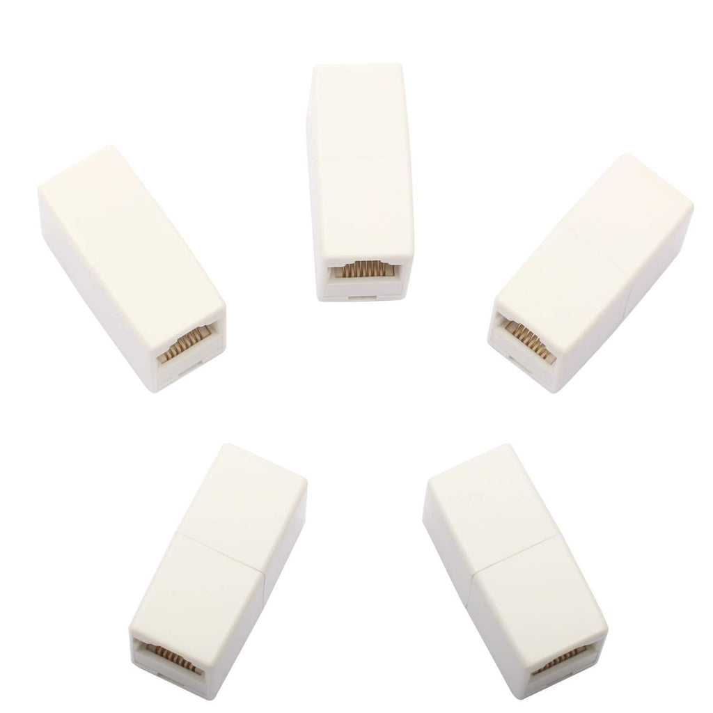 Postta RJ45 Coupler Inline CAT5E Coupler Ethernet Cable Connector Female to Female(5 Pack) CAT5E-FFemale-5Pack