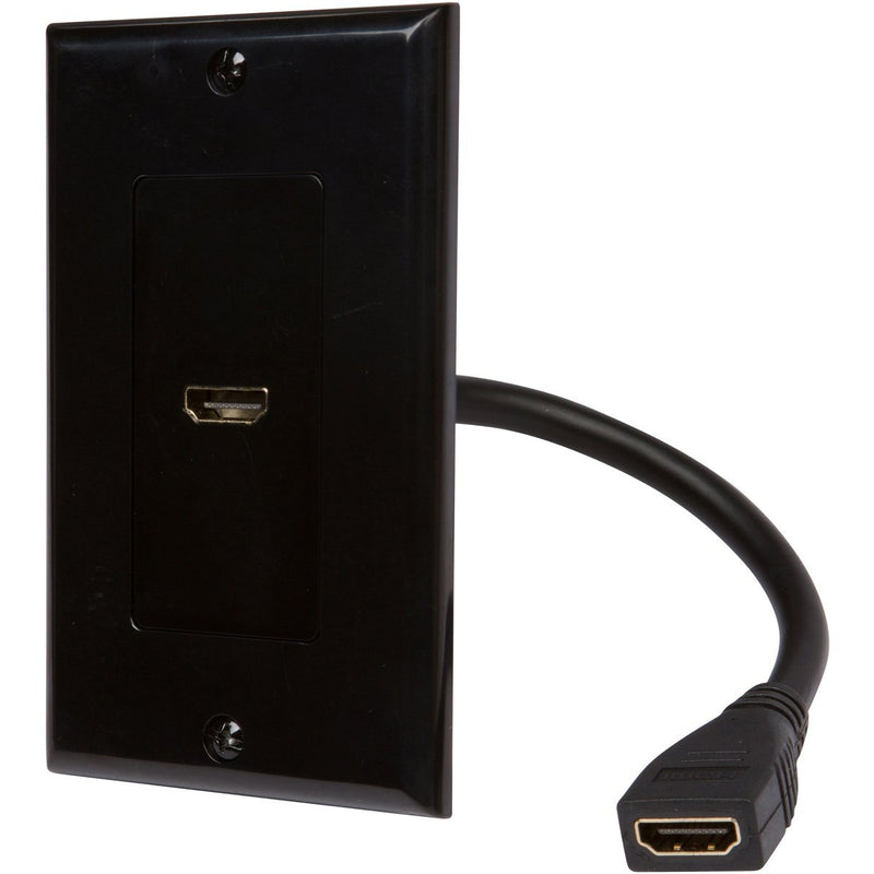 Buyer's Point HDMI Wall Plate with 6-Inch Pigtail Built-In Flexible Hi-Speed HDMI Cable with Ethernet 1 Black