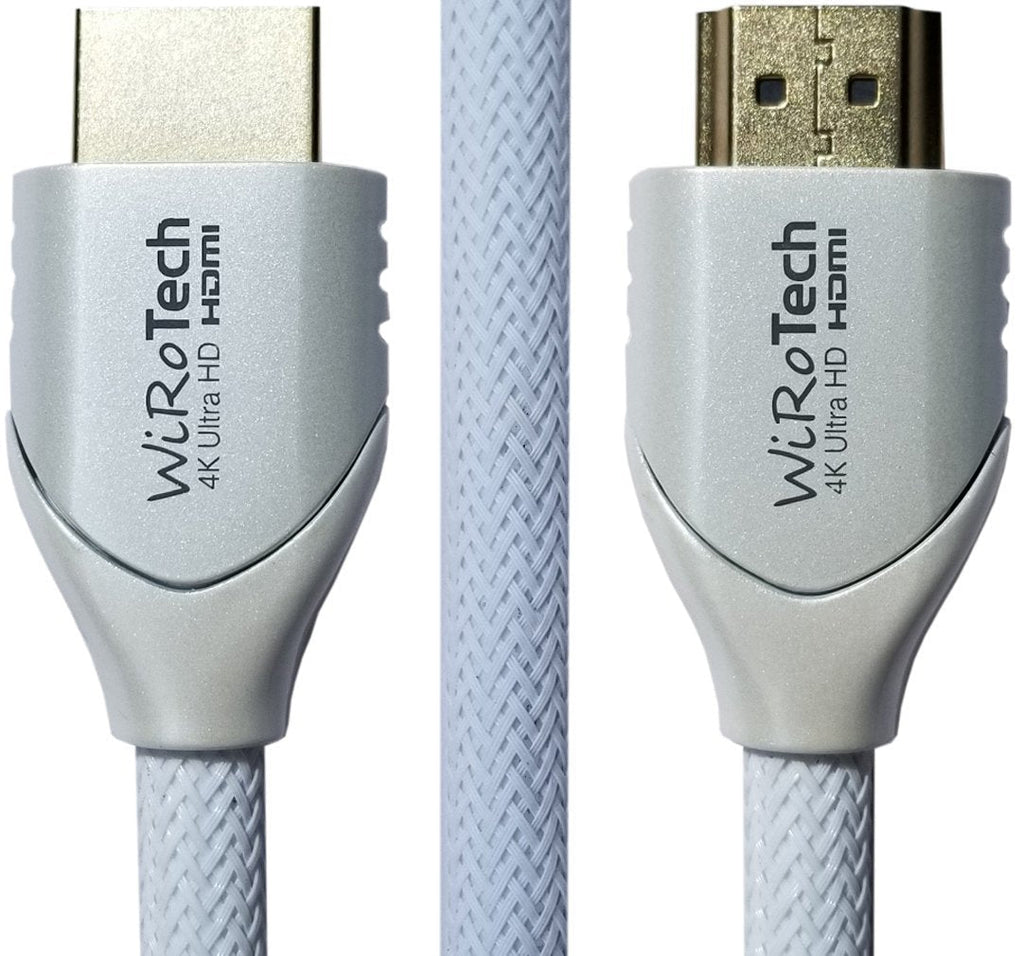WiRoTech HDMI Cable 4K Ultra HD with Braided Cable, HDMI 2.0 18Gbps, Supports 4K 60Hz, Chroma 4 4 4, Dolby Vision, HDR10, ARC, HDCP2.2 (15 Feet, White) 15 Feet