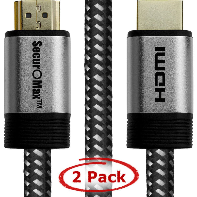 SecurOMax HDMI Cable (4K 60Hz, 18Gbps) with Braided Cord, 1.5 Feet, 2 Pack