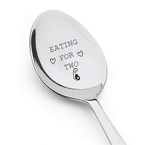 Eating For Two With Little Heart- Cute Spoon - Engraved Spoon - Sweet Baby Shower Gift Idea- Best Selling Item -Engraved Unique Gift Ideas - Spoon Gift