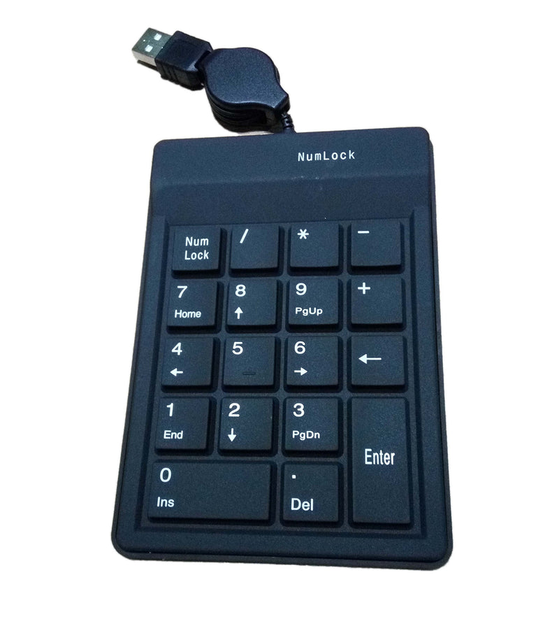 CERRXIAN Numeric Keypad Retractable USB Cord Financial Accounting 18 Keys Windows XP Laptop Desktop PC so on(Black)