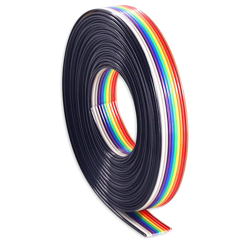 Hilitchi 16ft/5m 10 Wire Rainbow Color Flat Ribbon IDC Wire Cable